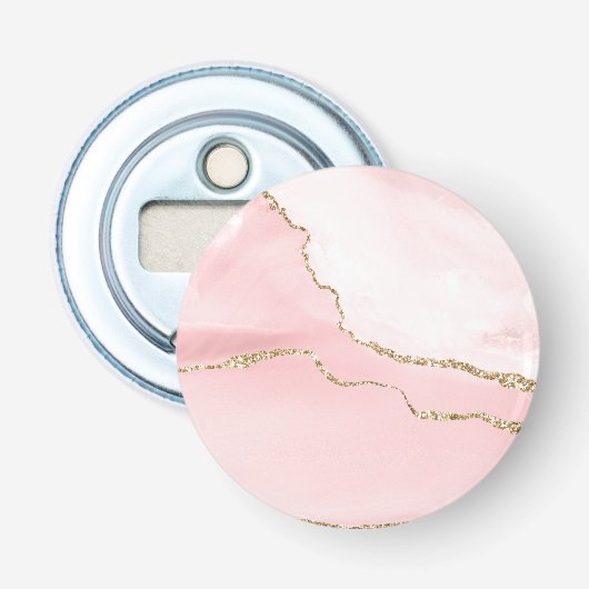 Roze Blush Agate met Gold Ribbon Elegant Button Flesopener (Voorkant)
