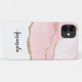 Roze Blush Agate met Gold Ribbon Elegant Case-Mate iPhone Case (Achterkant (horizontaal))