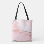 Roze Blush Agate met Gold Ribbon Elegant Draagtas (Achterkant)
