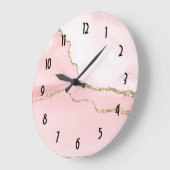 Roze Blush Agate met Gold Ribbon Elegant Grote Klok (Hoek)
