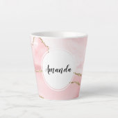 Roze Blush Agate met Gold Ribbon Elegant Latte Mok (Voorkant)