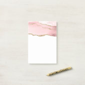 Roze Blush Agate met Gold Ribbon Elegant Post-it® Notes (Op bureau)