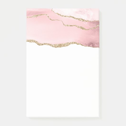 Roze Blush Agate met Gold Ribbon Elegant Post-it® Notes (Voorkant)