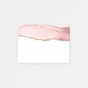 Roze Blush Agate met Gold Ribbon Elegant Post-it® Notes