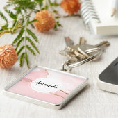 Roze Blush Agate met Gold Ribbon Elegant Sleutelhanger (Zijkant)