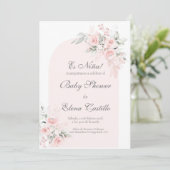 Roze blush baby shower uitnodiging (Staand voorkant)