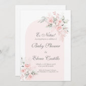 Roze blush baby shower uitnodiging (Voorkant / Achterkant)