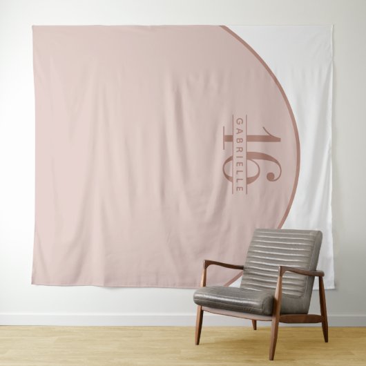 Roze Blush Birthday Custom Arch Backdrop Wandkleed (In Situ (horizontaal))