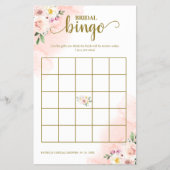 Roze Blush Bloem Goud Bruiloft Bingo Flyer (Voorkant)