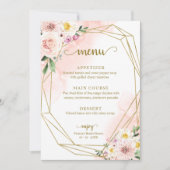 Roze Blush Bloem Gouden Bruiloftsmenu Kaart (Voorkant)