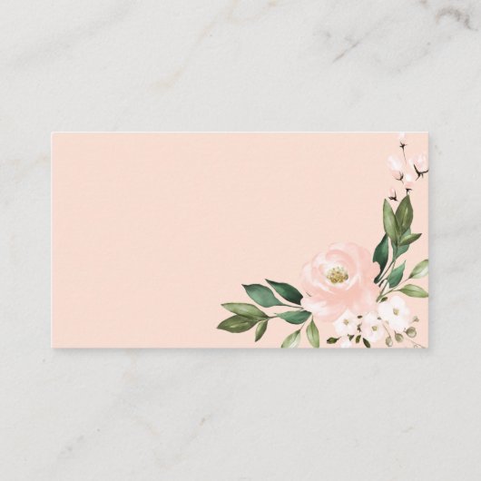 Roze Blush Bloemen Geometrische Bruiloft Details Informatiekaartje (Achterkant)