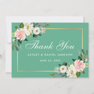 Roze Blush Bloemen Goud Neo Mint Trouwen Bedankt