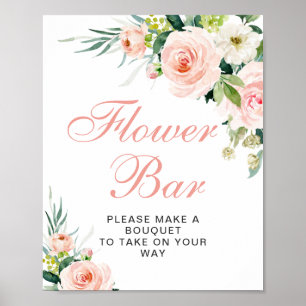 Roze Blush Bloemen Groene Planten Bloemstuk Bloem Poster