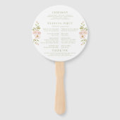 Roze Blush Bloemen Krans Romantisch Trouwprogramma Handwaaier (Achterkant)