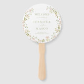 Roze Blush Bloemen Krans Romantisch Trouwprogramma Handwaaier (Voorkant)