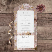 Roze Blush Bloemen Monogram Diner All In One Uitnodiging