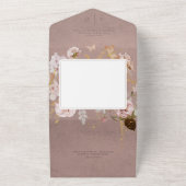 Roze Blush Bloemen Monogram Diner All In One Uitnodiging (Buitenkant)