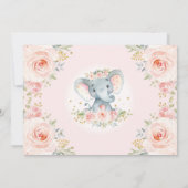 Roze Blush Bloemen Olifant Meisje 1e Verjaardagsfe Kaart (Achterkant)