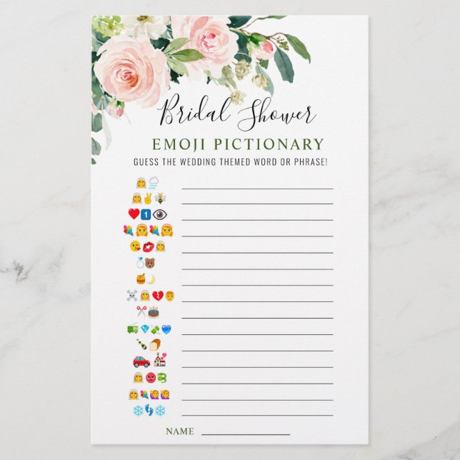 Roze Blush Bloemen Tweezijdig Bruiloftsfeest Spel (Voorkant)