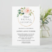 Roze Blush Bloemen Virtuele Bruiloft Met Post Kaart (Staand voorkant)