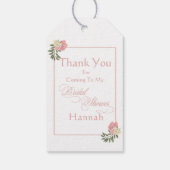 Roze Blush Bloemen Vrijgezellenfeest "Dank je" Cadeaulabel (Achterkant)
