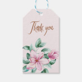 Roze blush bloemenkoper vrijgezellenfeest dank u cadeaulabel (Voorkant)