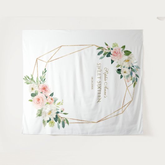 Roze Blush Bloemgoud Zoete 16 Fotohokje Prop Wandkleed (Voorkant (horizontaal))