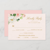 roze blush bloemrijke maaltijd keuze RSVP kaart (Voorkant / Achterkant)