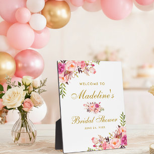 Roze Blush Bloemstuk Gouden Bruiloft Feest Verwelk Fotoplaat