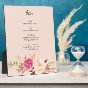 Roze Blush Blooming Floral Bar Easel Roze Fotoplaat