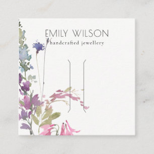 Roze Blush Blue Bell Flora Bunch Hair Clip Display Vierkante Visitekaartje