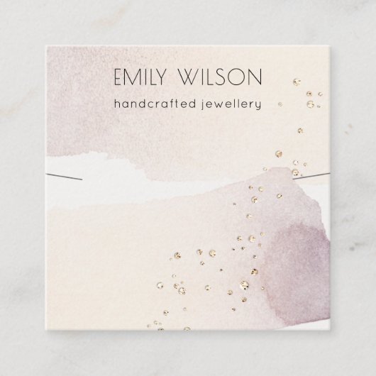 Roze Blush Blue Bell Floral Bunch Ketting Display Vierkante Visitekaartje (Voorkant)