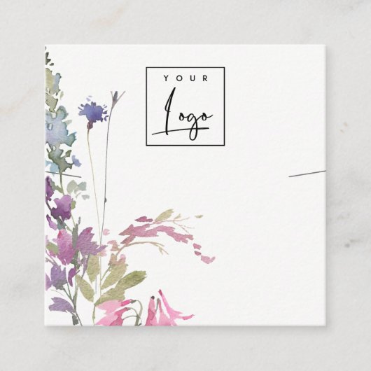Roze Blush Blue Bell Floral Bunch Ketting Display Vierkante Visitekaartje (Voorkant)