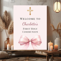 Roze blush boog Eerste Heilige Communie welkom