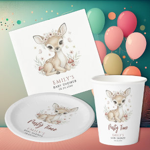 Roze Blush Bosherten Meisje Baby Shower Servet
