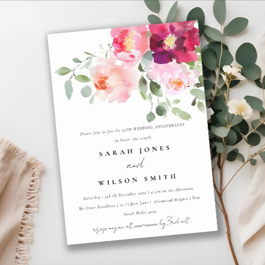 Roze Blush Bourgogne Roos bruiloft Jubileum Kaart