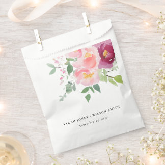 Roze Blush Bourgogne Roos Waterverf bruiloft Bedankzakje