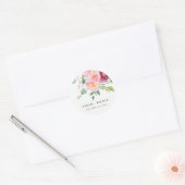 Roze Blush Bourgogne Roos Waterverf bruiloft Ronde Sticker (Envelop)