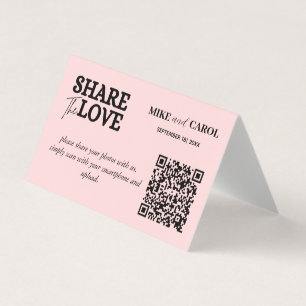 Roze Blush bruiloft foto delen met QR-code Kaart