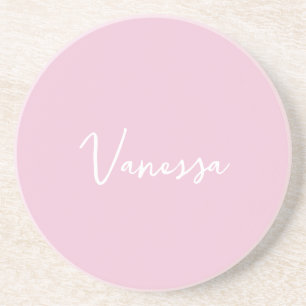 Roze blush champagne aangepast modern schrift zandsteen onderzetter