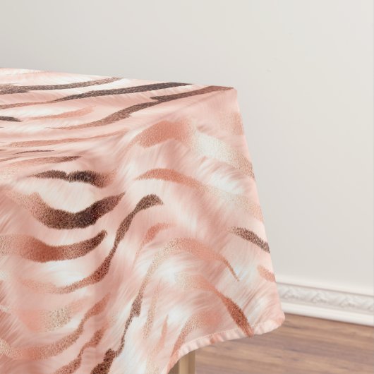 Roze Blush Champagne Roos Zebra Tafelkleed (Voorbeeld)