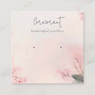 Roze blush Cherry Blossom Stud Earring Holder Vierkante Visitekaartje