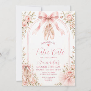 Roze Blush Coquette Tutu Cute Meisje 2e Verjaardag Kaart