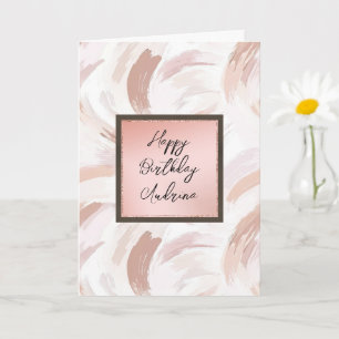 Roze Blush Cream Abstracte Verjaardag Kaart