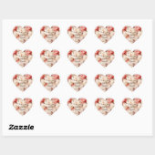 Roze Blush Cream Bloemen Hart Sticker (Vel)