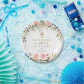 Roze Blush Crème Bloemen Hij Is Gezonden Gouden Pa Papieren Bordje (Feest)