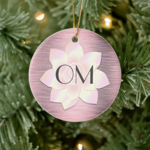 Roze Blush Elegant Lotus OM Keramisch Ornament