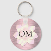 Roze Blush Elegant Lotus OM Sleutelhanger (Voorkant)