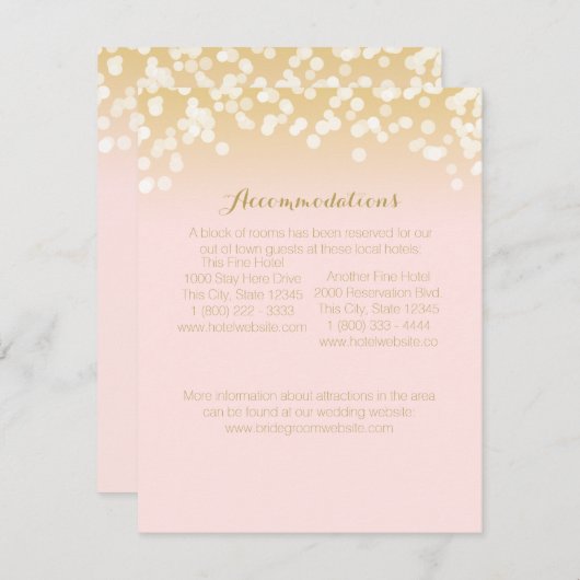 Roze Blush en Gouden Sparkle Informatie Kaart (Voorkant / Achterkant)