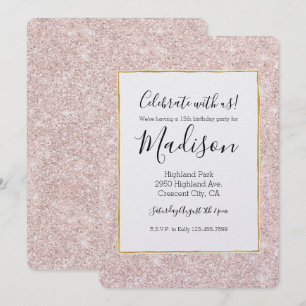Roze Blush Faux Glitter Sparkle Kaart
